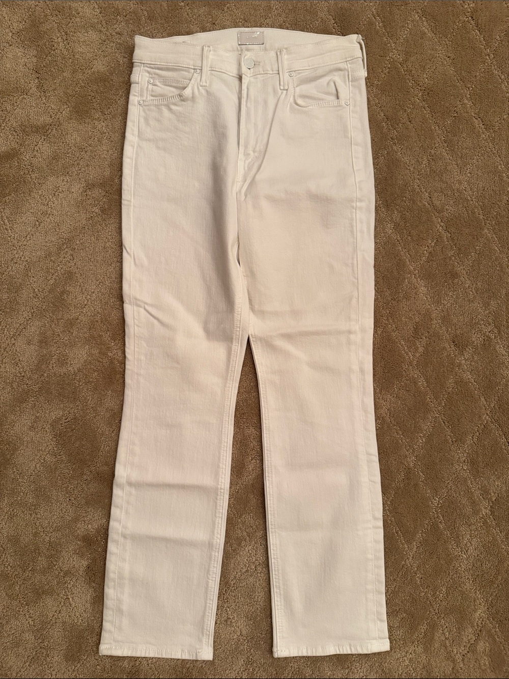 MOTHER White Mid-Rise Straight Jeans 27